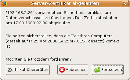 HP Drucker Server-Zertifikat abgelaufen